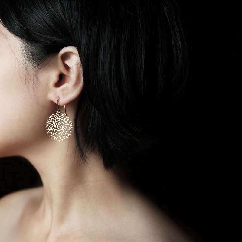 moorigin 树枝耳环 | 可改夹式・医疗钢・抗过敏・不掉色 - 耳环/耳夹 - 不锈钢 银色