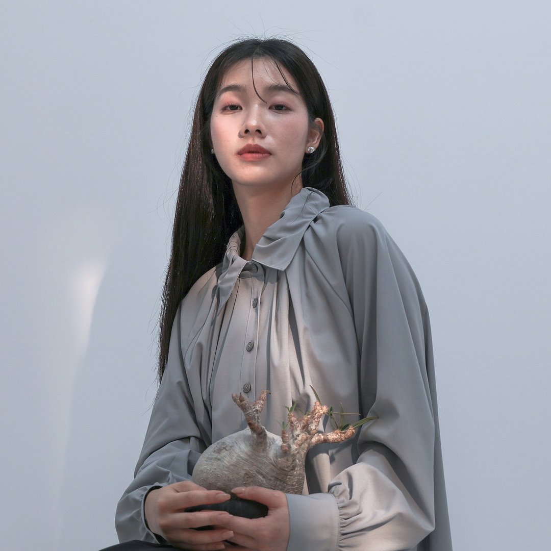 AlmondBlossoms杏花长版衬衫_CLT517_灰蓝 - 女装上衣 - 聚酯纤维 蓝色
