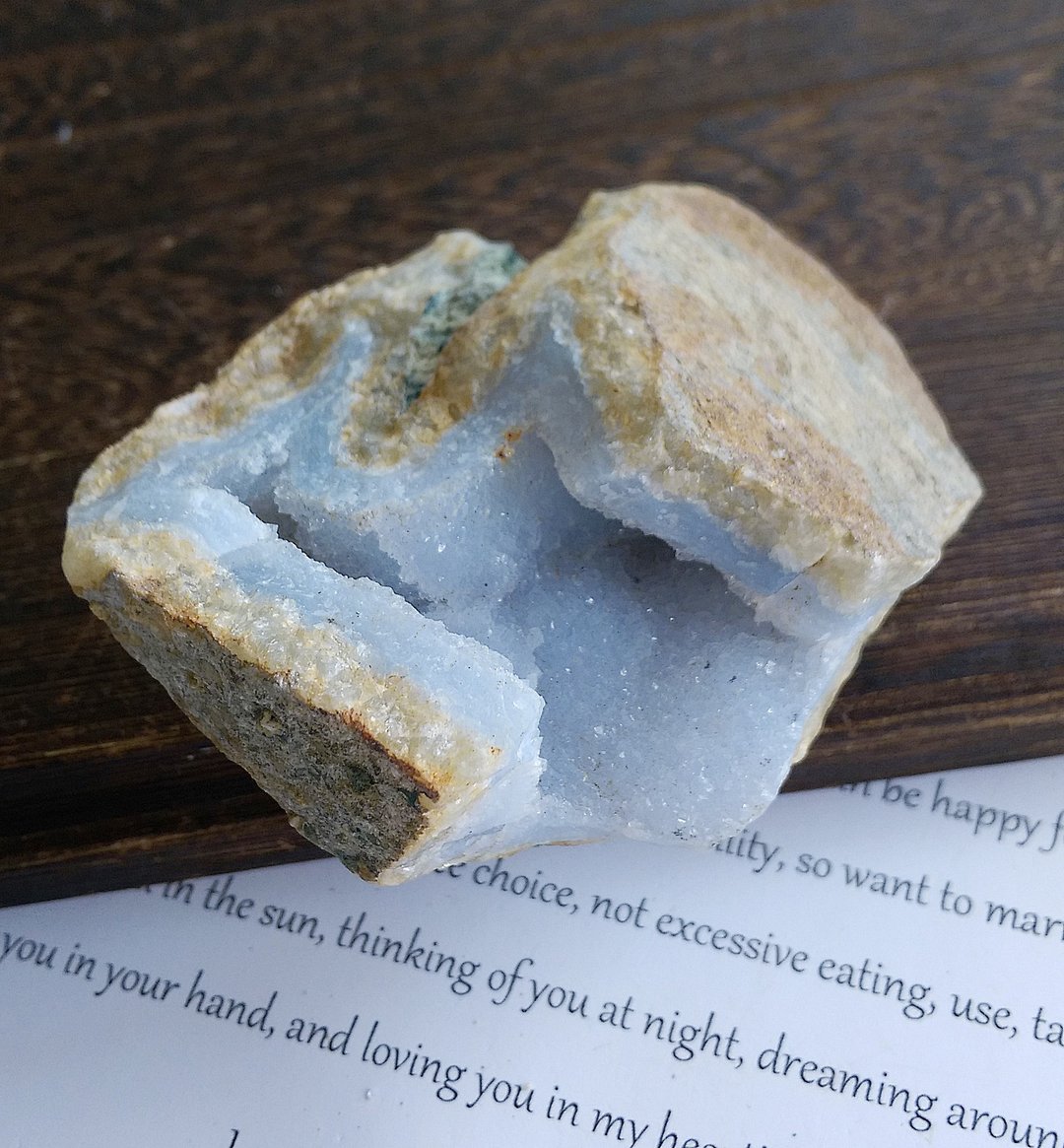 Chalcedony 马达加斯加产地 蓝玉髓 蓝纹玛瑙 天然矿石 原矿 - 摆饰 - 其他材质 