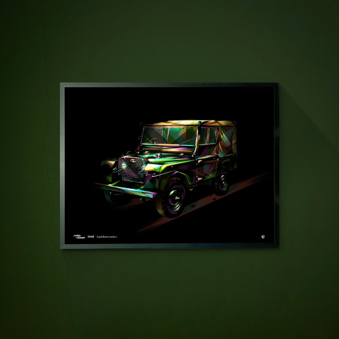 Classic Cars-1948-Land Rover-series 1  /Art Print/挂画/限量 - 海报/装饰画/版画 - 纸 绿色