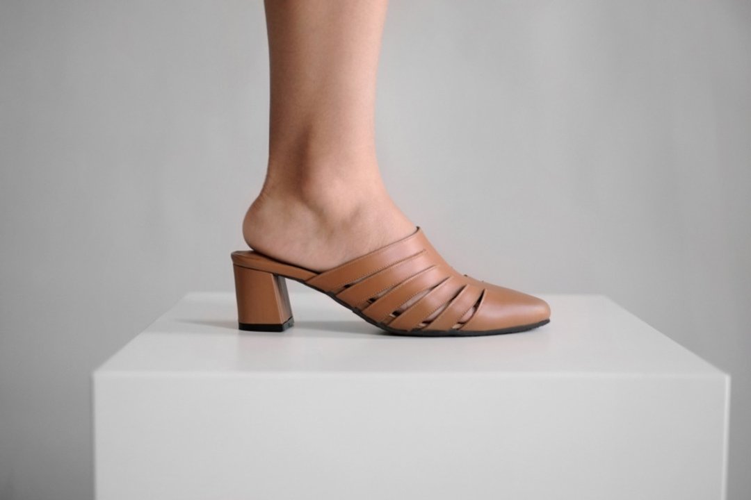Shärk Heels (棕) Brown 中高跟穆勒 | WL - 穆勒鞋 - 真皮 咖啡色