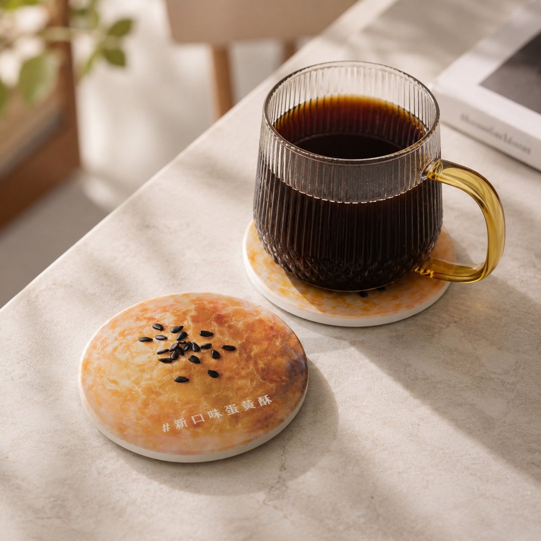 新口味蛋黄酥 陶瓷杯垫 | 618 |毕业礼物 - 杯垫 - 陶 