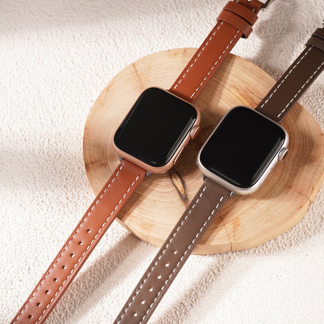 Apple watch - 【暖色】车线细皮革 苹果表带 - 表带 - 真皮 