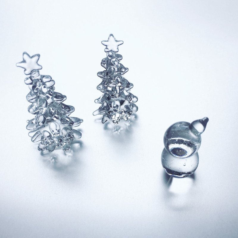 迷你玻璃圣诞树 雪人 摆饰 - 摆饰 - 玻璃 白色