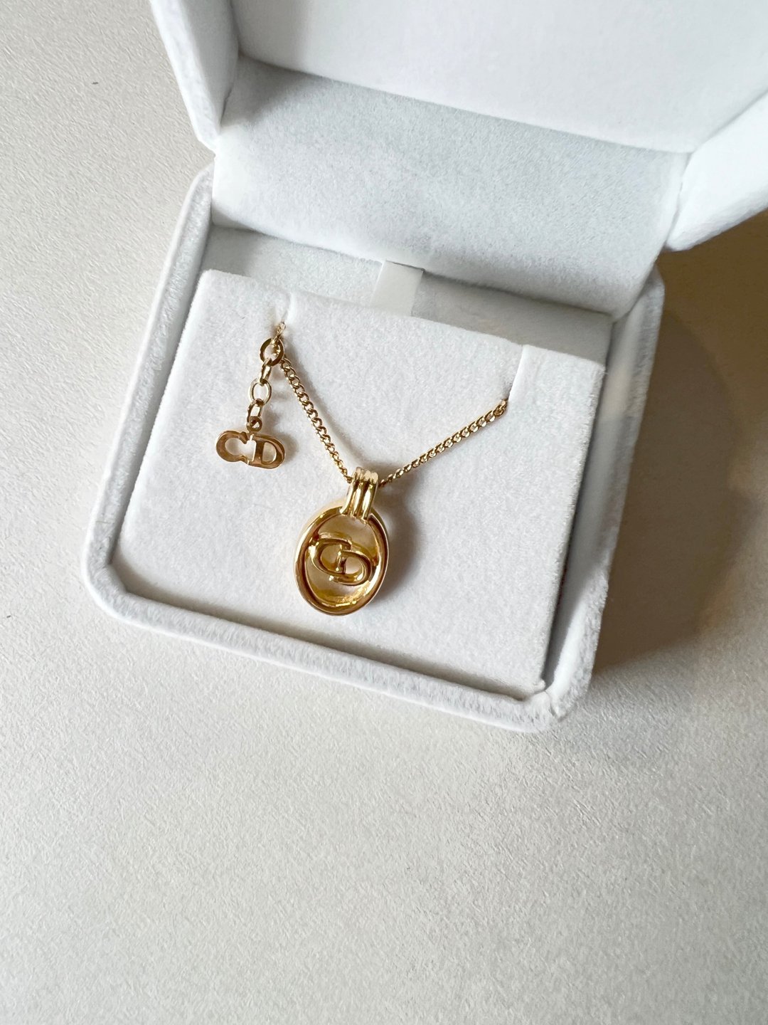 (绒面盒) DIOR CD椭圆颈链 日本中古vintage - 项链 - 其他金属 金色