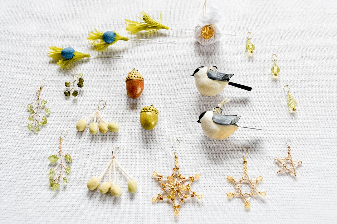 "Willow tit's 褐頭山雀" Little birds mini ornaments & picks assorted - 摆饰 - 粘土 绿色