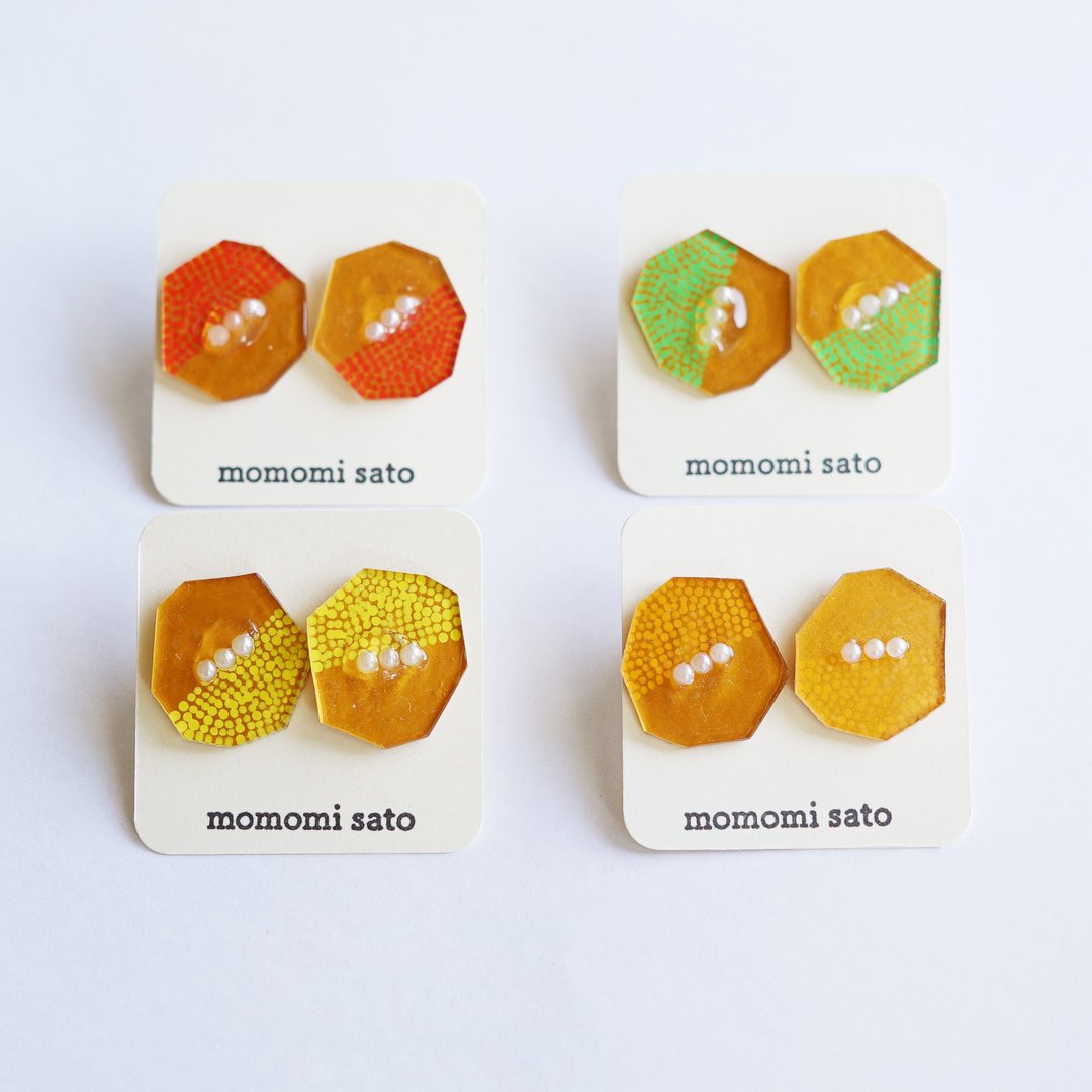 Hand-painted earrings | Color block - 耳环/耳夹 - 塑料 多色
