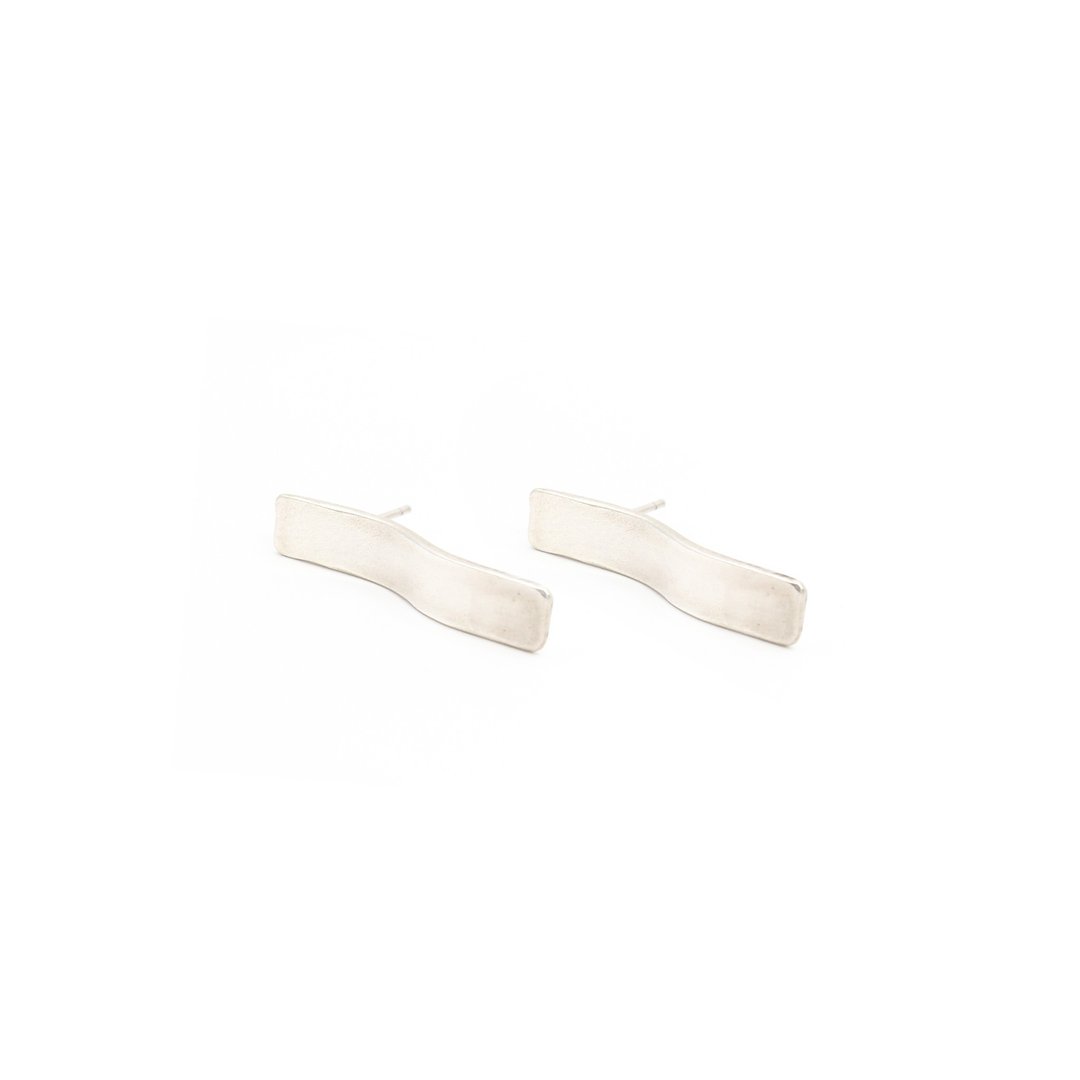 Flow - 流 窄版耳环(素面) Flow Narrow earring (plain) - 耳环/耳夹 - 银 银色