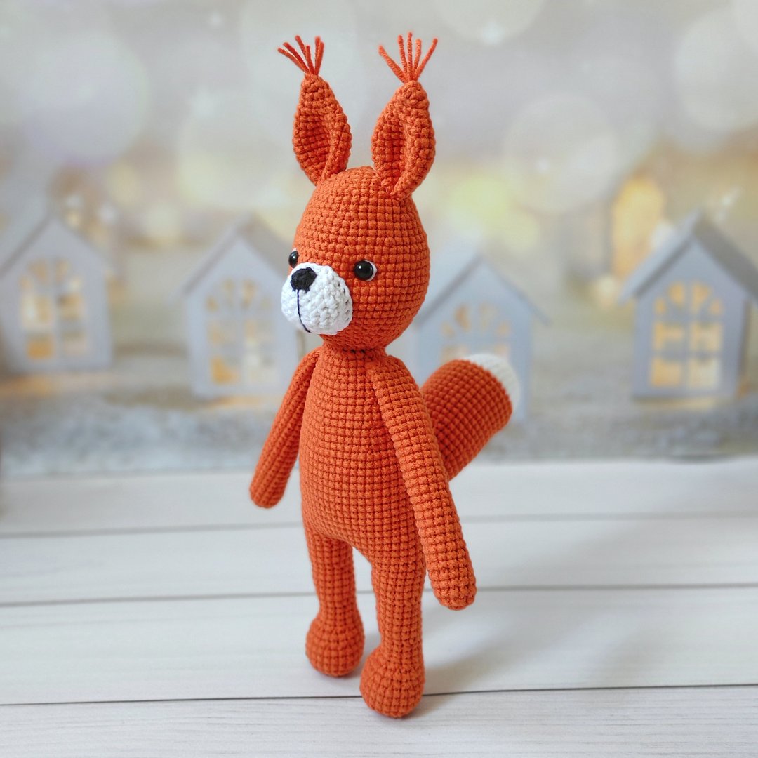 squirrel toy,plush squirrel toy,knitted squirrel,stuffed squirrel,birthday gift - 玩具/玩偶 - 压克力 橘色