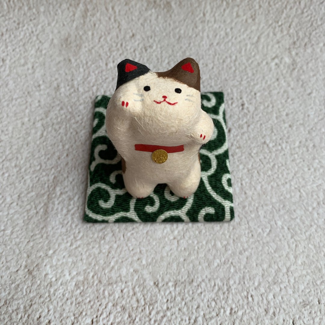微笑迷你猫-三色猫与黑猫两只组-和纸招财猫 - 摆饰 - 纸 