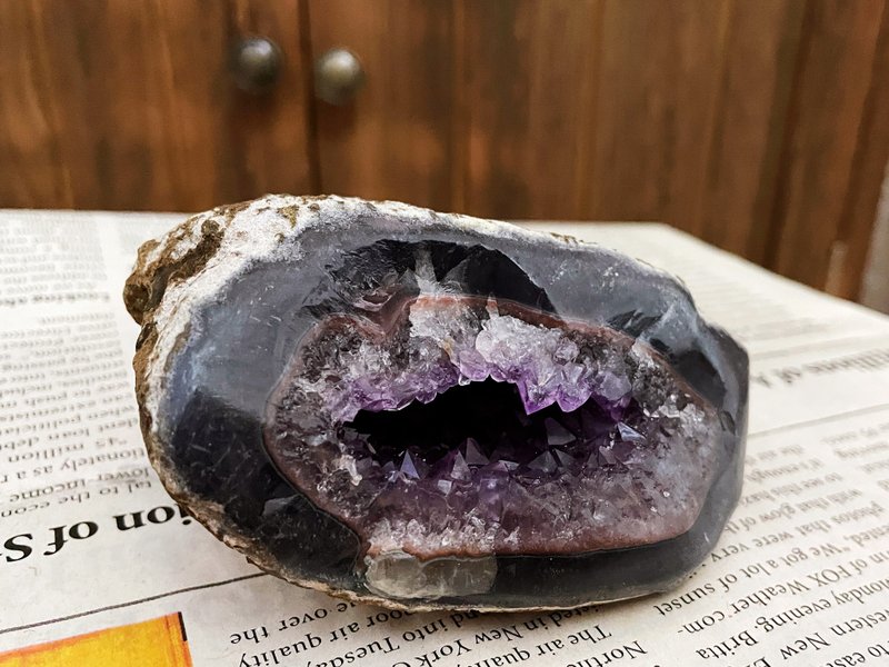 能量摆件 天然紫晶 消磁 净化 财富 贵人 紫晶镇 钱袋子 - 摆饰 - 水晶 紫色