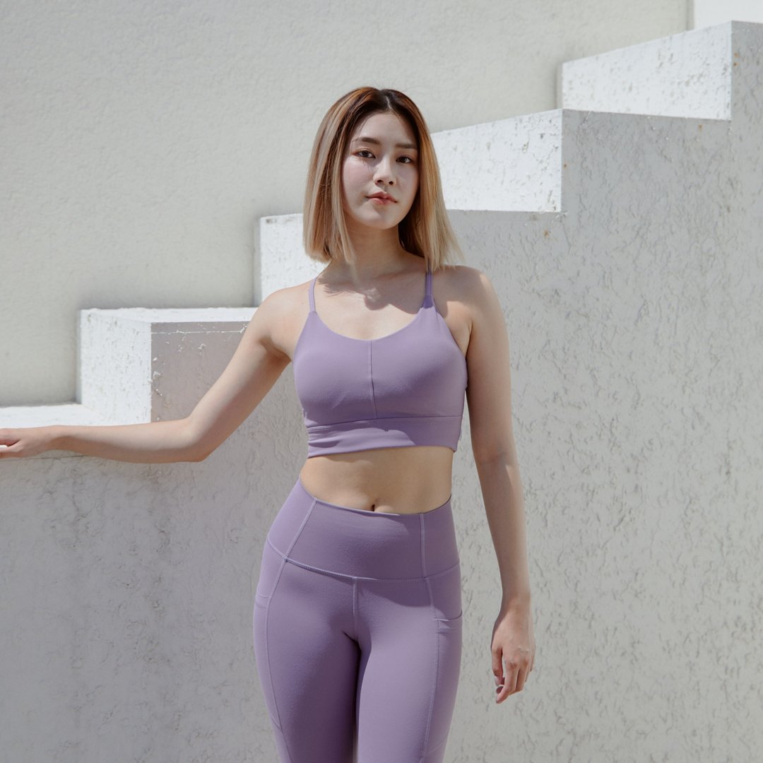 Haolang 薰衣草紫运动上衣/TOP - 女装瑜珈服 - 聚酯纤维 紫色