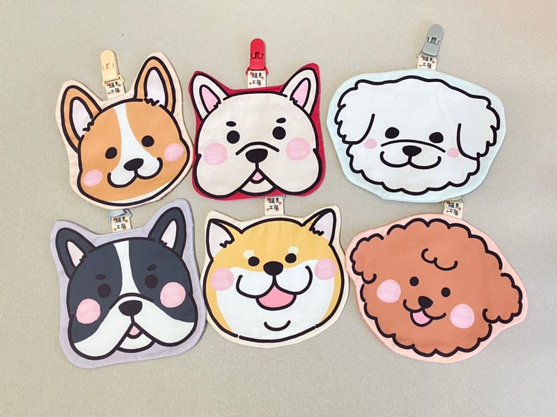 可爱狗头系列 | 造型手帕巾 | 狗狗 | 马尔济斯 | 柯基 | 柴犬 - 围嘴/口水巾 - 棉．麻 多色