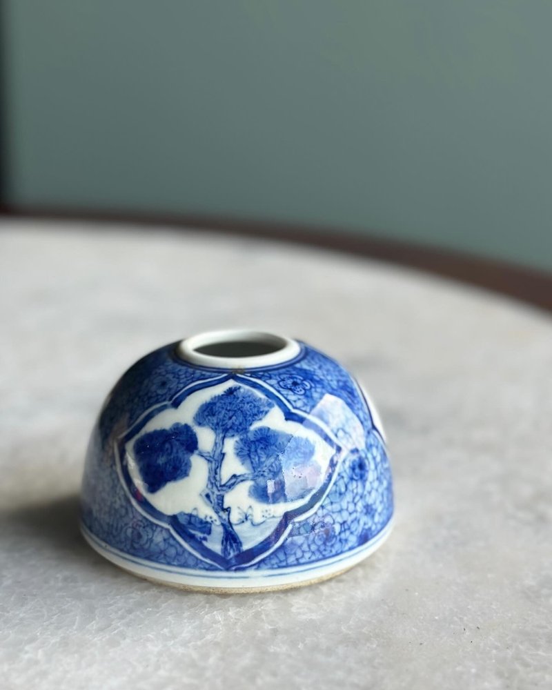 老件 三开光 松竹梅纹样 青花尊式笔洗 - 花瓶/陶器 - 陶 