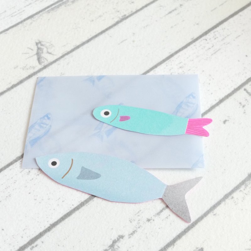 Small fish card set (mackerel and banded blue-sprat) - 卡片/明信片 - 纸 多色