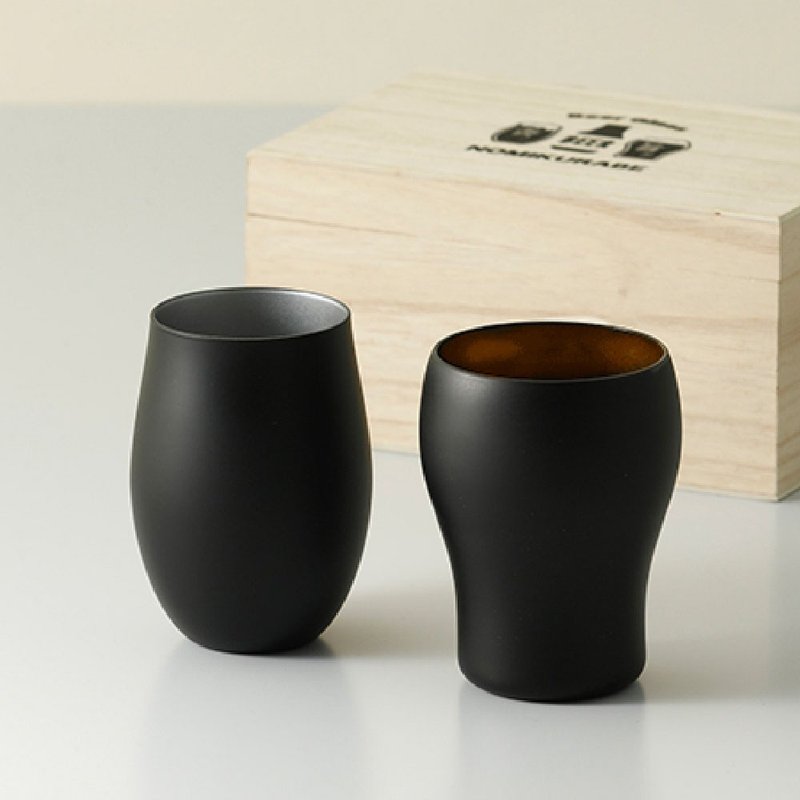 【父亲节礼物】日本NOMIKURABE 啤酒杯组木盒礼盒 - 酒杯/酒器 - 玻璃 黑色
