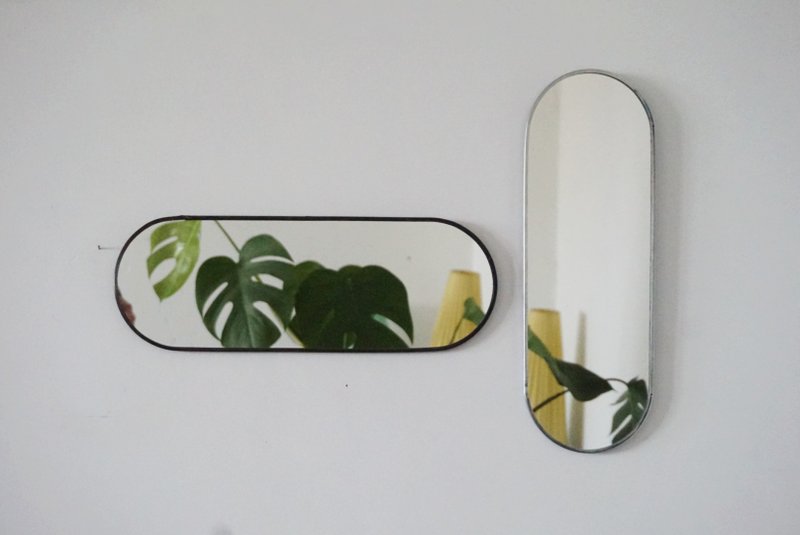 Oval mirror wall decor, Small wall mirror Aesthetic mirror, Decorative mirror - 墙贴/壁贴 - 玻璃 