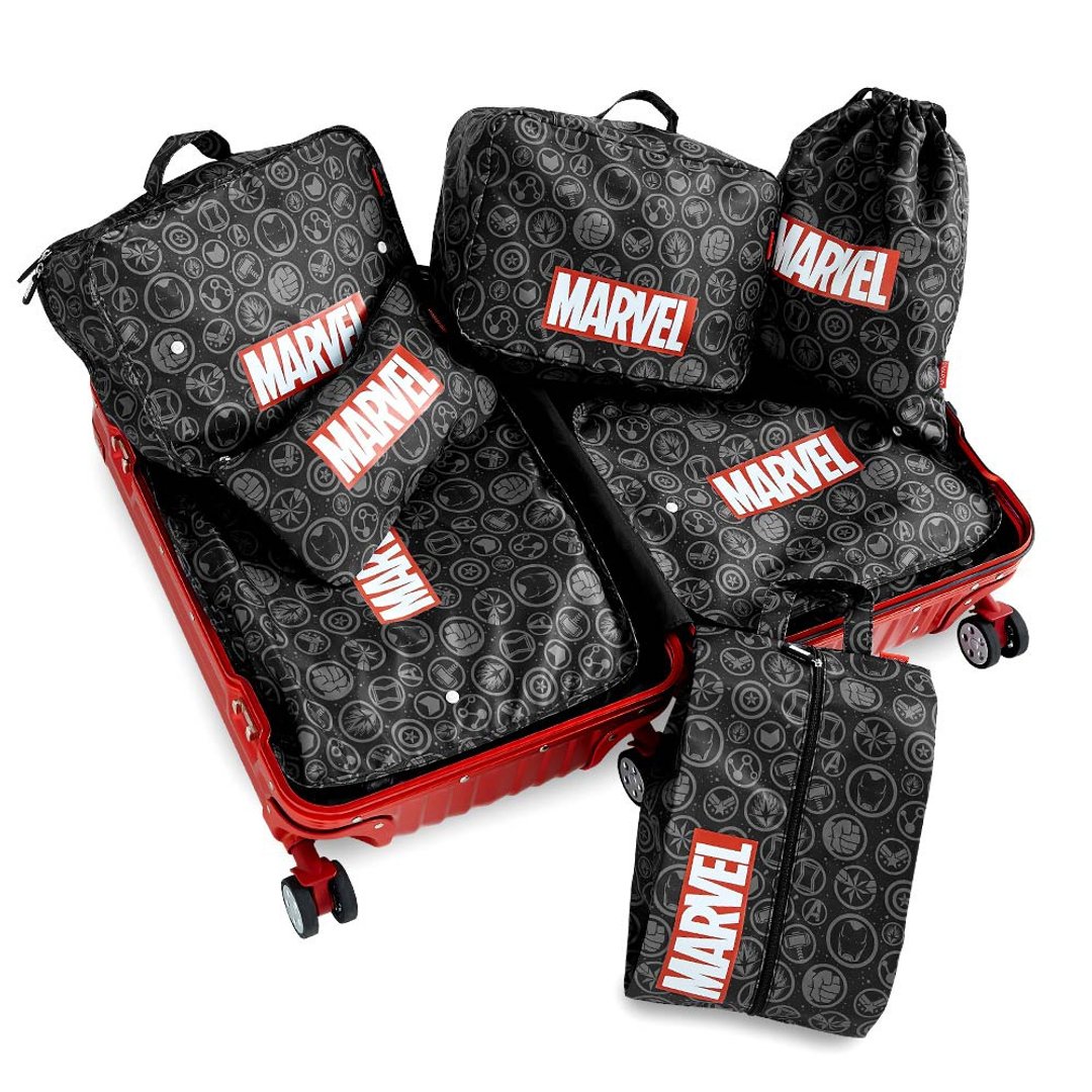 Marvel 漫威系列复仇者联盟款旅行收纳套组-七件组 - 束口袋双肩包 - 尼龙 多色