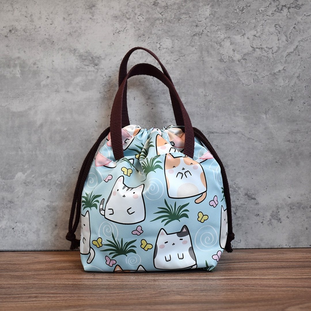 束口提袋/餐袋_胖猫咪 - 手提包/手提袋 - 尼龙 绿色