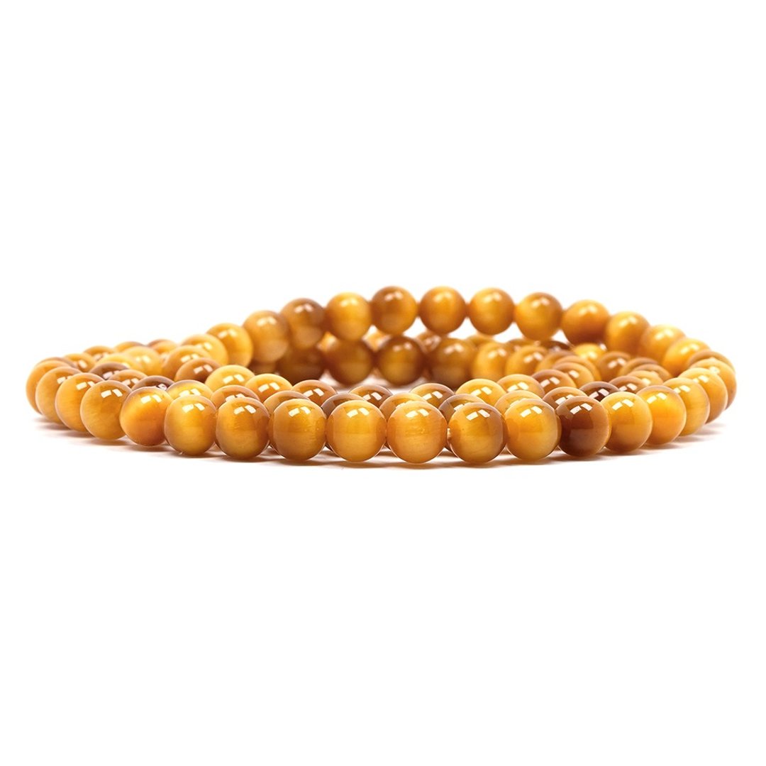 【正佳珠宝】金虎眼石 金黄闪电 6mm 金虎眼三圈手珠 - 手链/手环 - 半宝石 多色