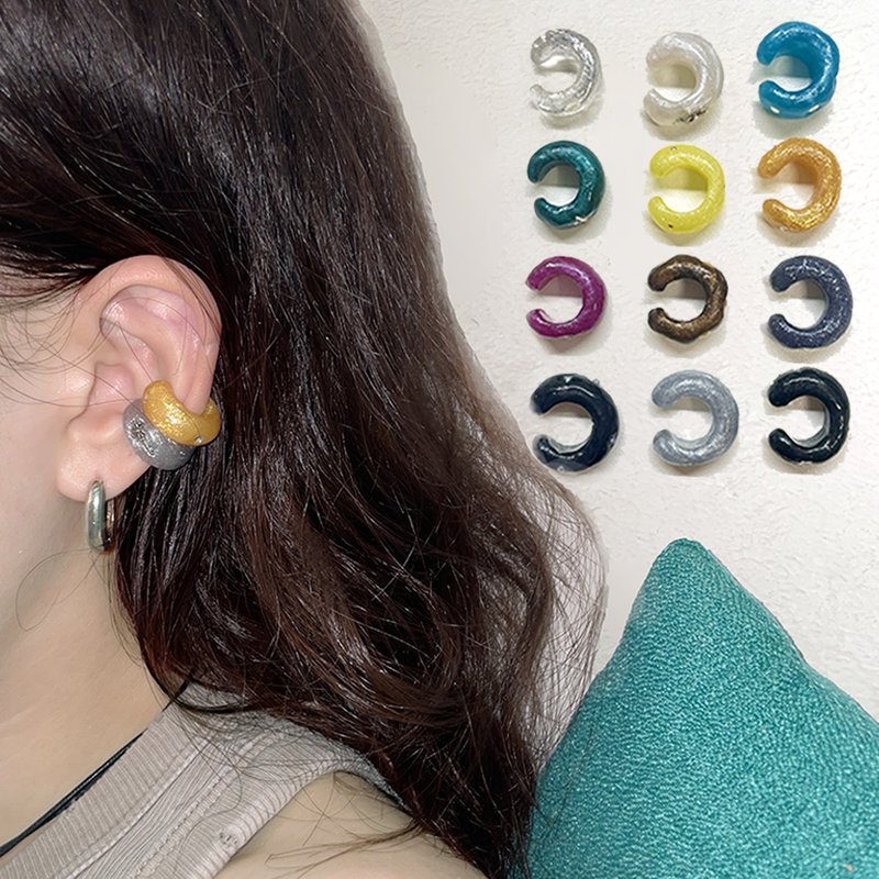 粗犷树脂造型．个性耳骨夹．情侣款．男女皆宜．礼物 - 耳环/耳夹 - 其他材质 多色