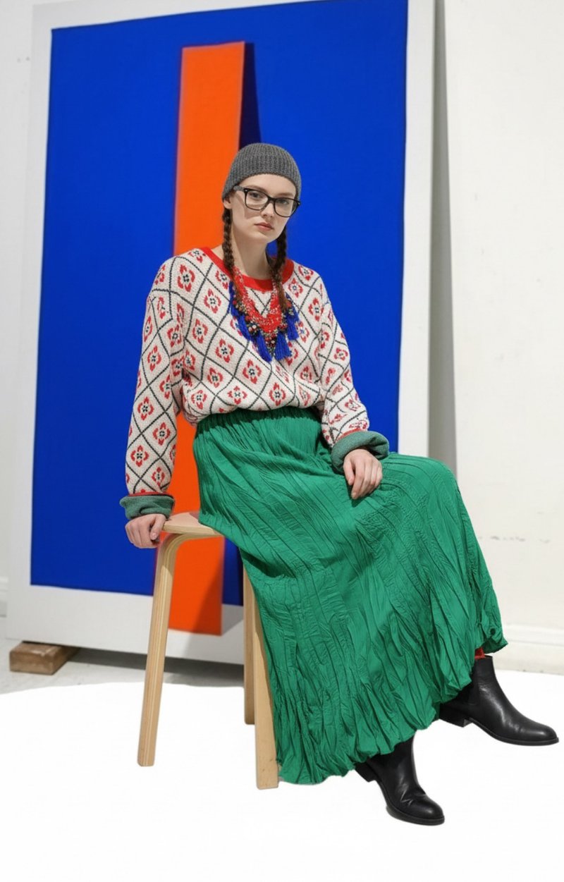 民族图案棉质TOP - 洋装/连衣裙 - 其他材质 白色