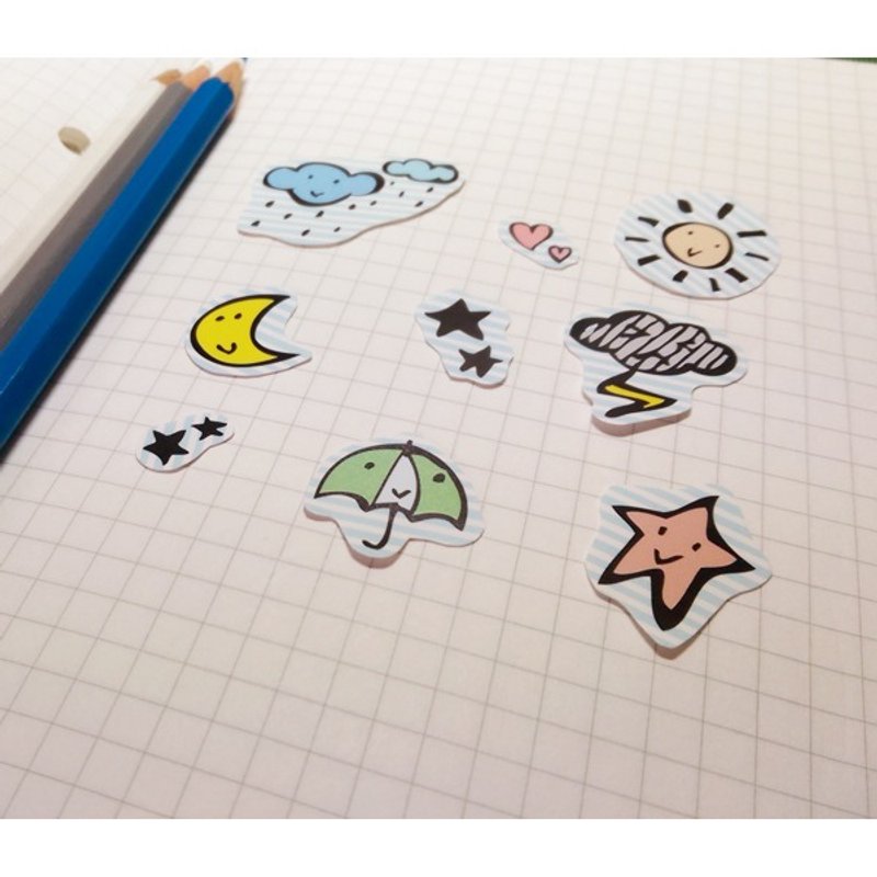 上杉采花 手札万用贴 贴纸 天气 礼物  文创 礼物 插图 猫 - 贴纸 - 纸 透明