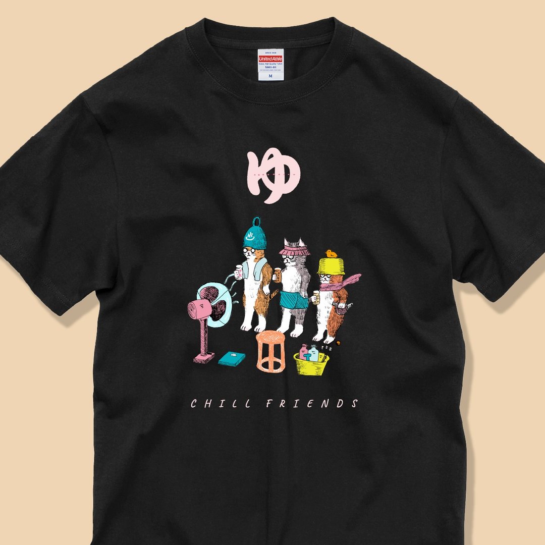 CHILL FRIENDS_温泉猫俱乐部 / Classic Cotton T-Shirt - 女装 T 恤 - 棉 白色