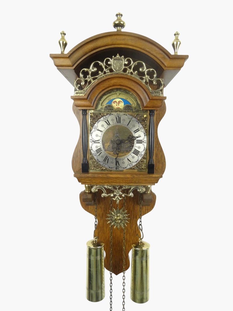 萨兰德荷兰挂钟 古董复古 8 日链 (Warmink WUBA Junghans 时期) - 时钟/闹钟 - 木头 咖啡色