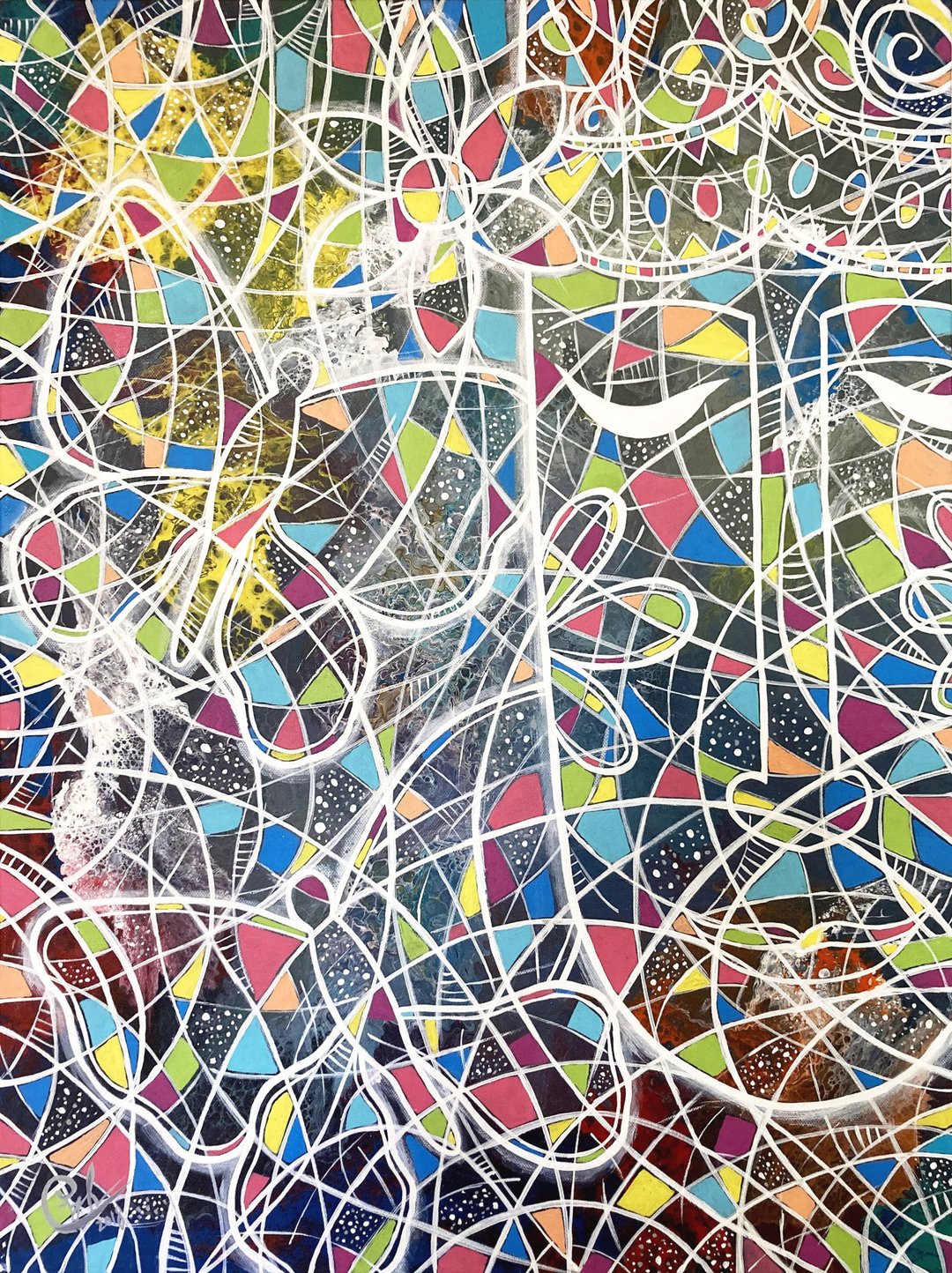 抽象线条绘画 心的流动2 画作 - 订制画像 - 棉 多色