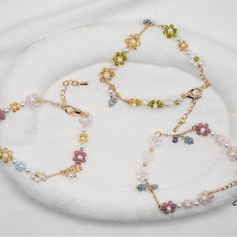 透明宝箱 手链 透明系 串珠 多巴胺 春天 送礼 - 手链/手环 - 棉．麻 多色