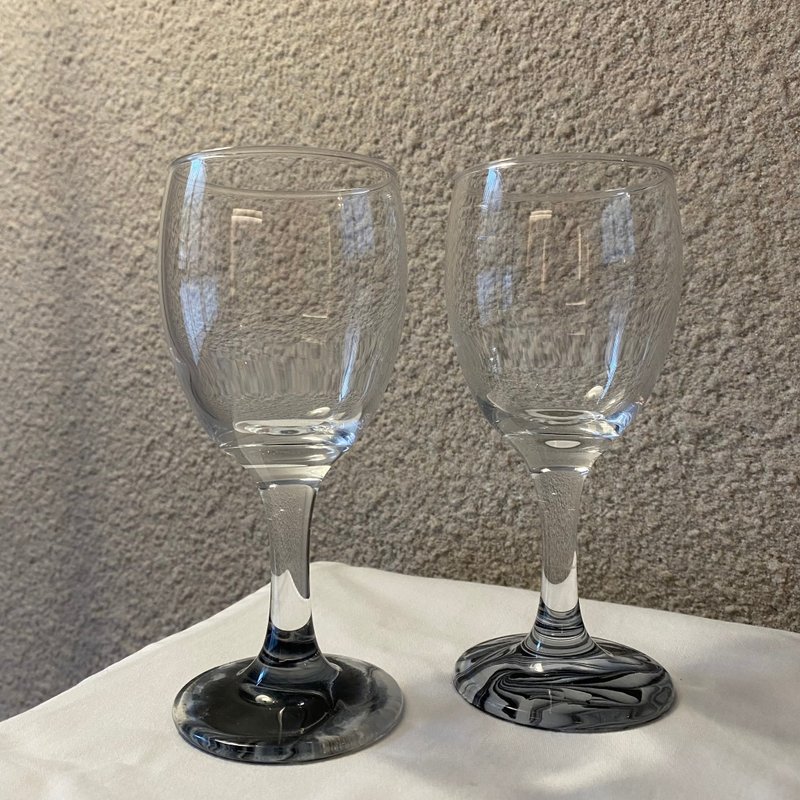 【 漩光之刻 | 墨雾灰 】手作葡萄酒杯 红酒杯 2入 - 酒杯/酒器 - 玻璃 