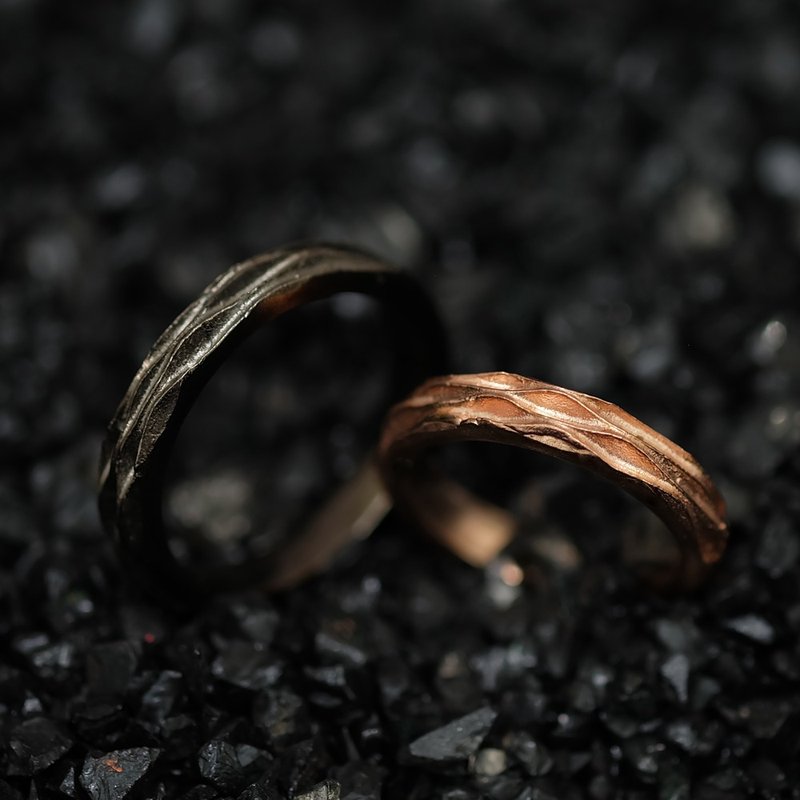 Water Element texture ring - 戒指 - 纯银 黑色
