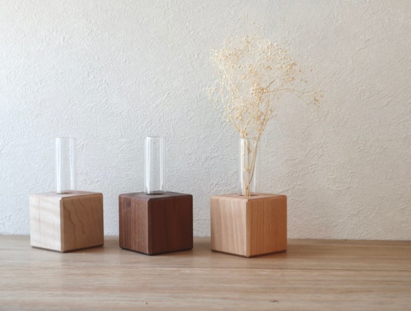 木制立方体花瓶，3件套 - 花瓶/陶器 - 木头 卡其色