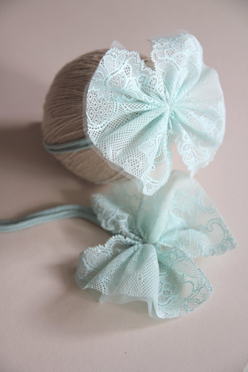 婴儿头带 宝宝头带 婴儿头饰 头饰 弥月礼物 弥月头饰 百日宴头饰 - 婴儿帽/发带 - 棉．麻 蓝色