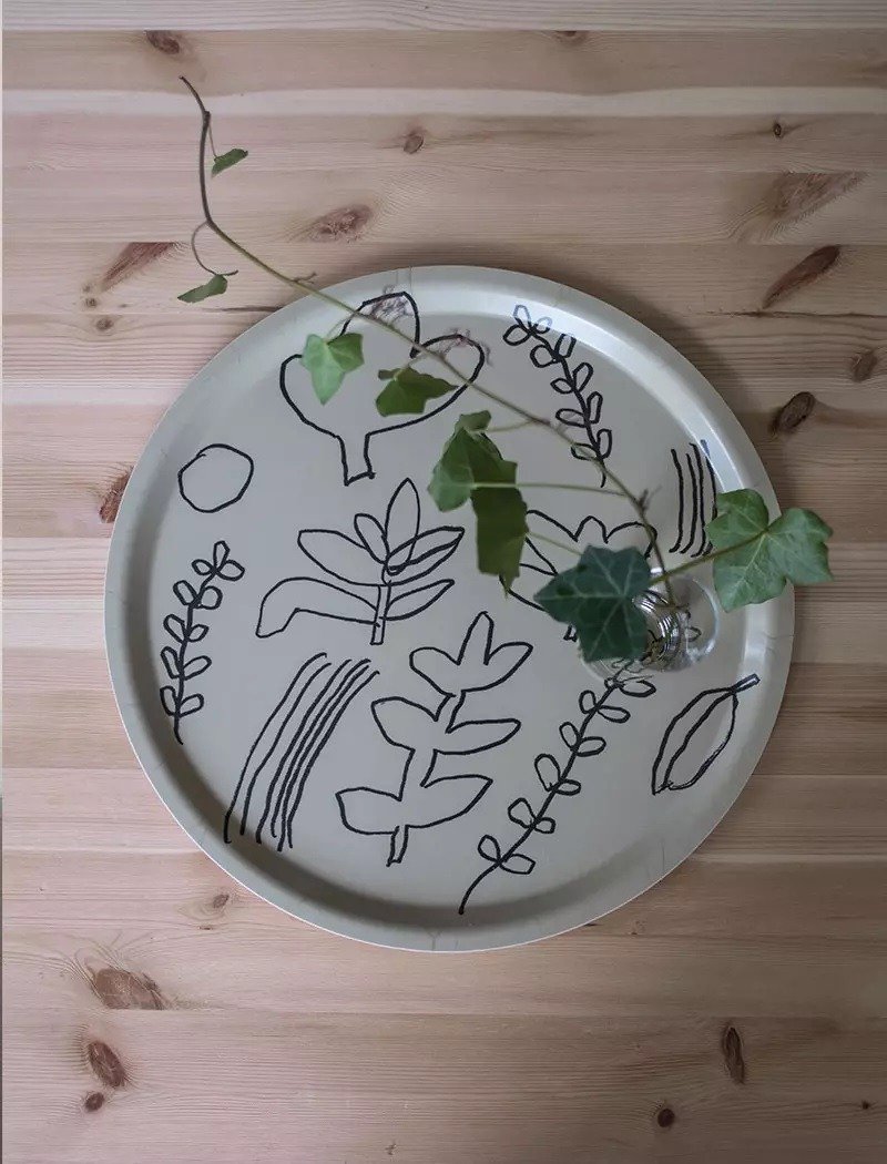 MOGU TAKAHASHI - 联名圆型托盘 - BOTANIC TRAY,  (38cm) - 托盘/砧板 - 木头 卡其色