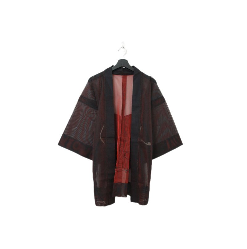 Back to Green-日本透肤羽织 缎光红纱 枫 tf-32/vintage kimono - 女装休闲/机能外套 - 丝．绢 
