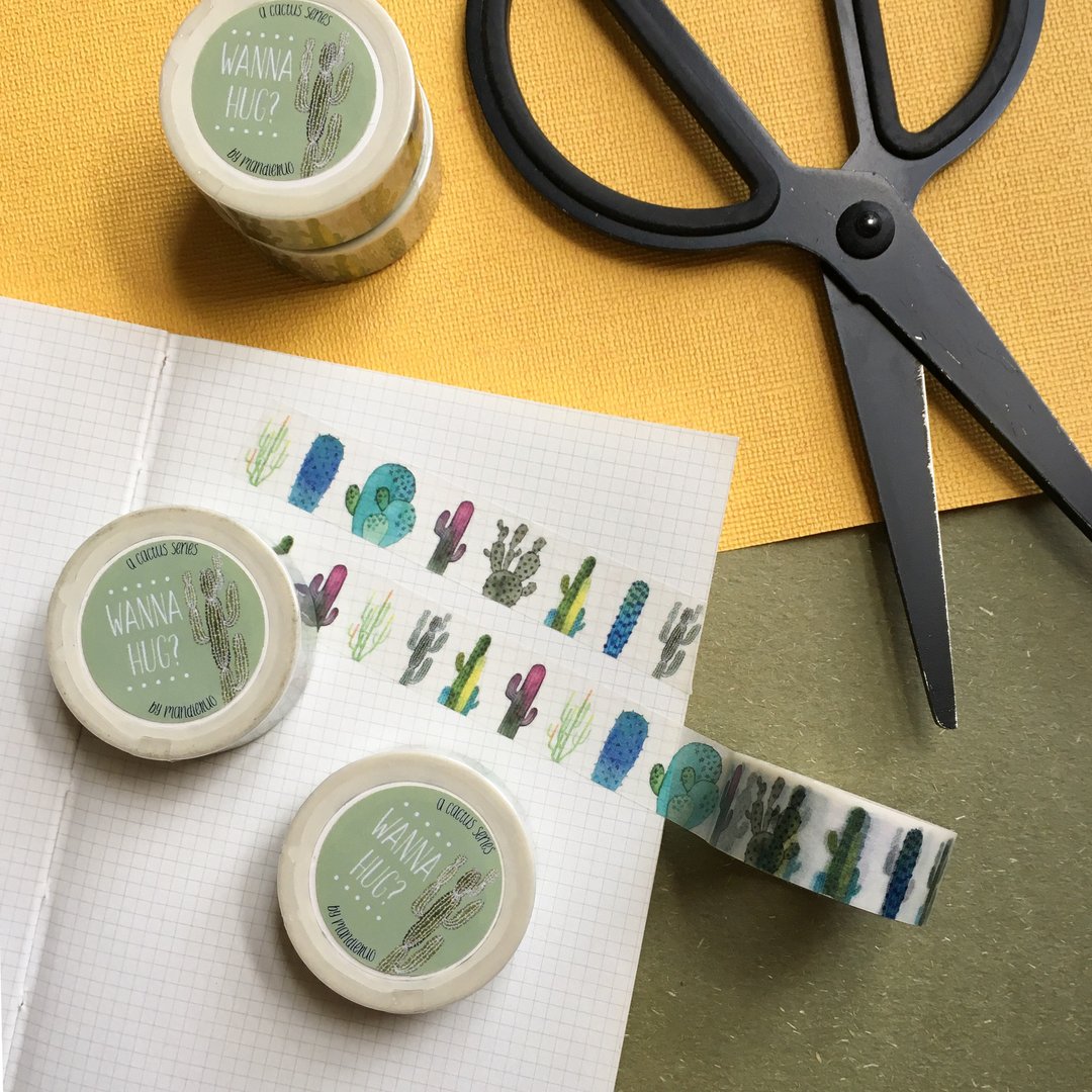 抱抱仙人掌纸胶带 - 纸胶带 - 纸 绿色
