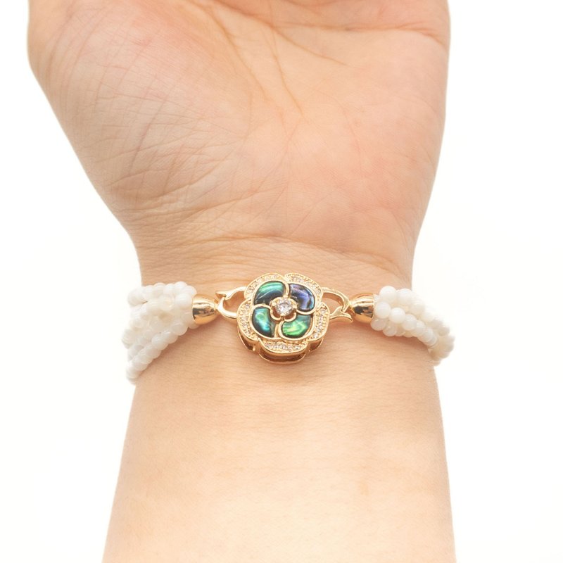 雾野山茶贝珠手链材料包材料齐全教程详细 - 手链/手环 - 贝壳 白色