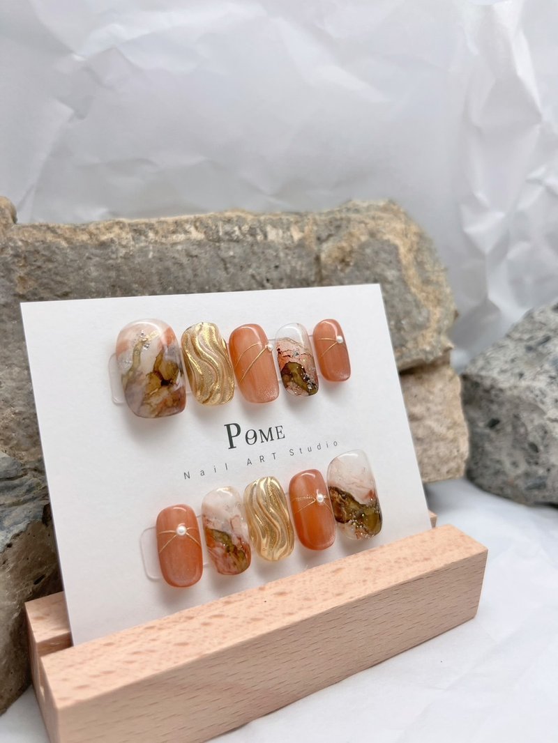 手工穿戴甲  | 秋天的祝福 | 综合甲型下单区 - 其他 - 其他材质 橘色