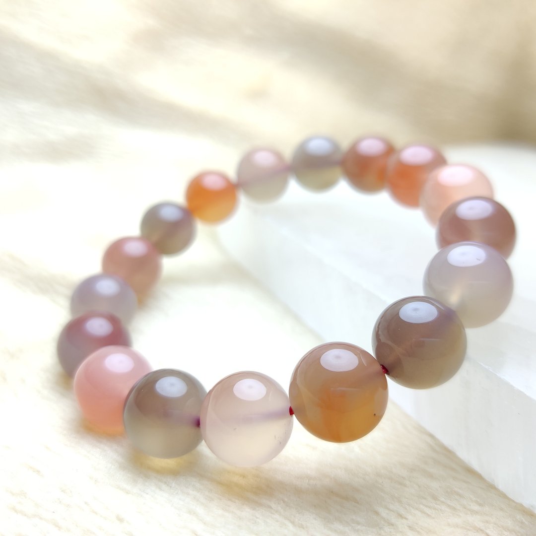 【订制品】非红玛瑙 10-12mm Agate  手串 天然水晶 - 手链/手环 - 水晶 多色