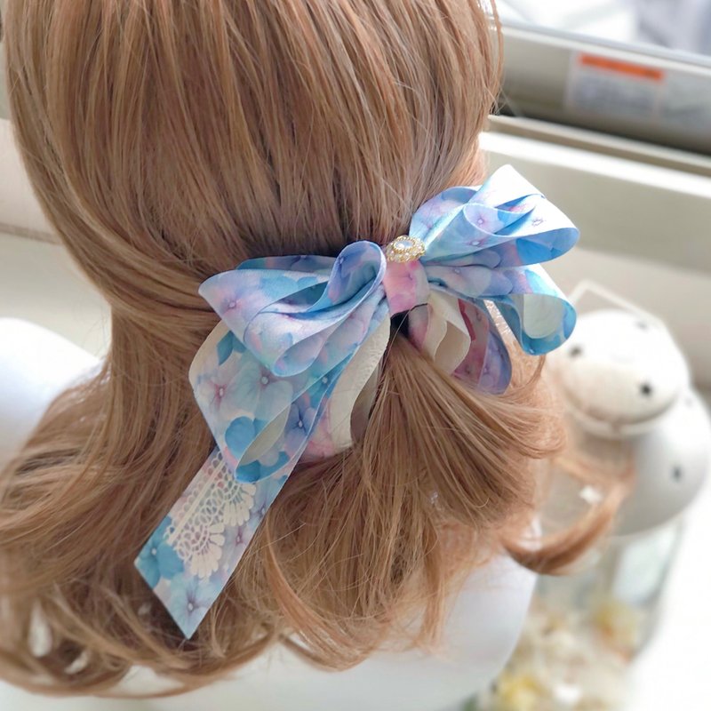 独家款幻彩花卉相交夹香蕉夹仙女夹-蓝+紫红 - 发饰 - 其他材质 蓝色