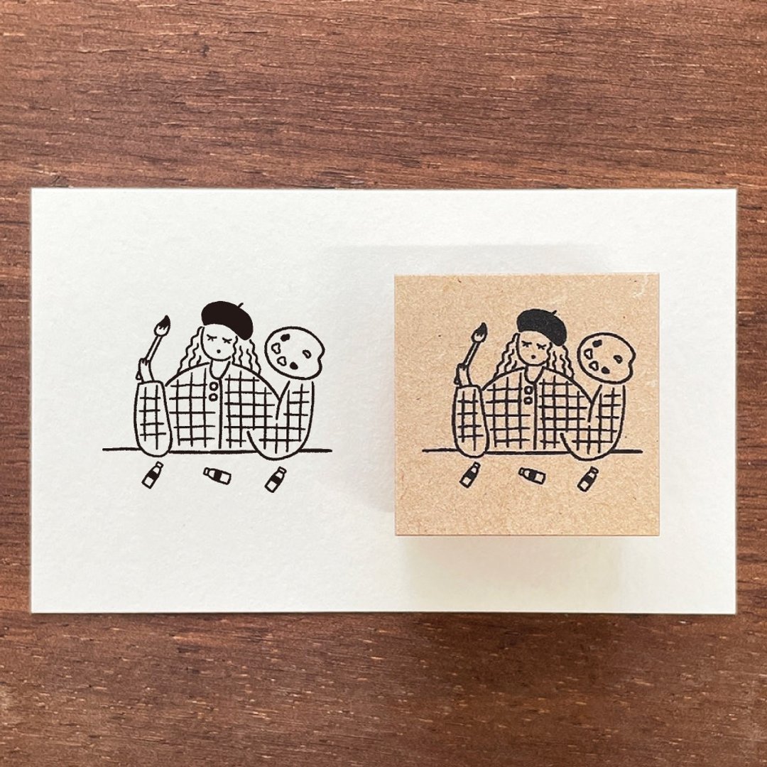玛尔酱 插画印章 艺术 9月 绘画 橡胶印章 女孩 日本制 a-122 - 印章/印台 - 木头 