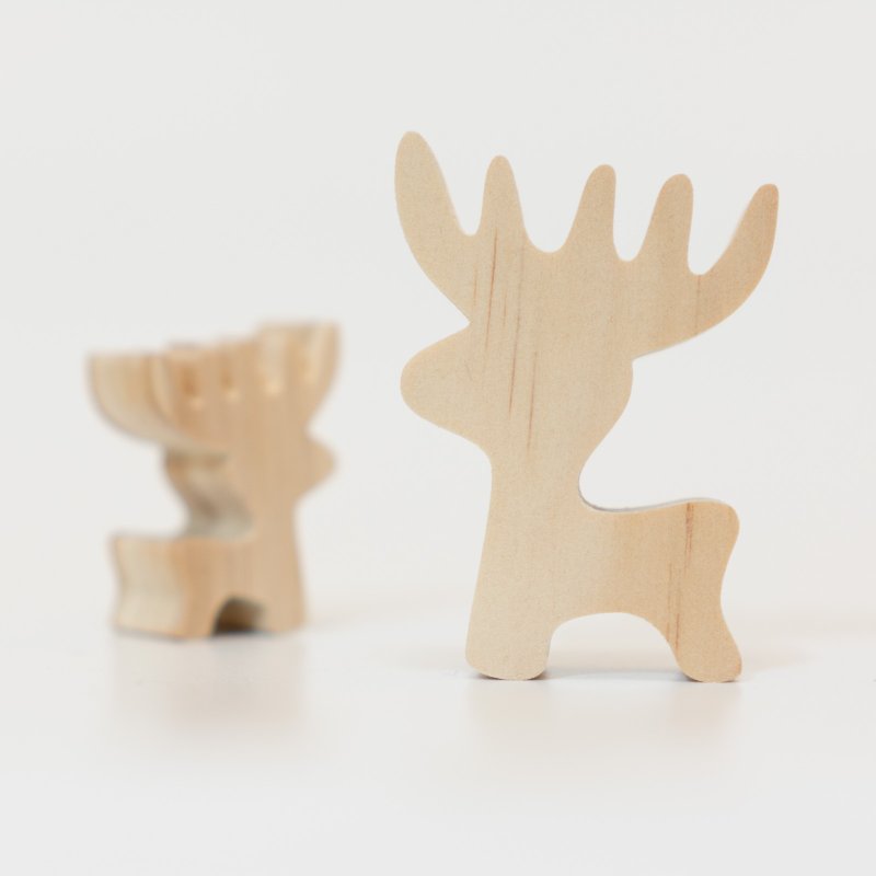 wagaZOO厚切造型积木 森林系列－Q麋鹿、大麋鹿 - 摆饰 - 木头 卡其色