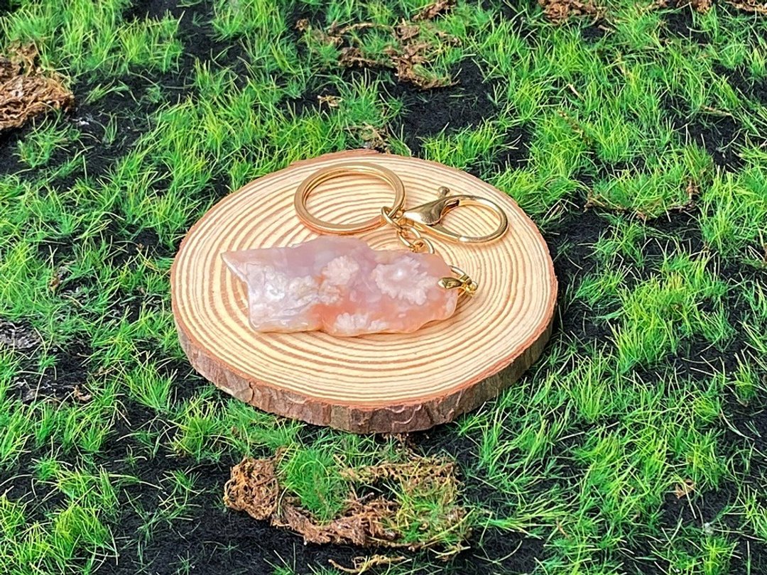樱花玛瑙 |天然风景原石 | 钥匙圈 | 旺姻缘 旺人缘 | 快速出货 - 钥匙链/钥匙包 - 水晶 多色