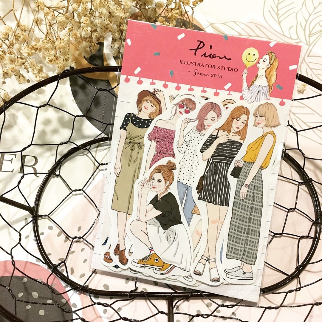 女孩穿搭 / 20入贴纸 - 贴纸 - 纸 