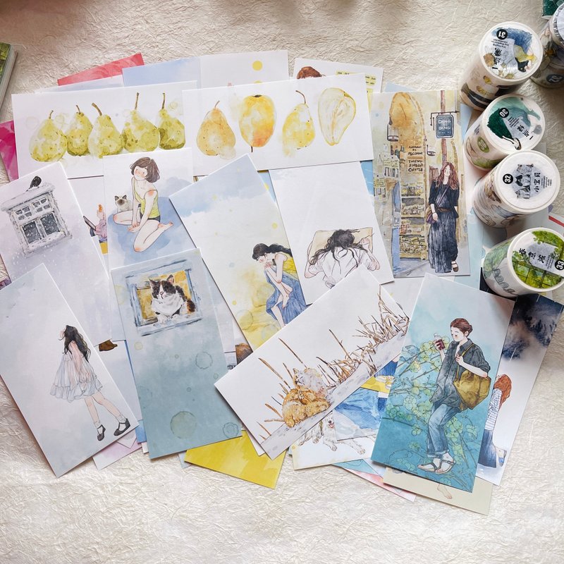 Ding Ding的女孩們 长型 便簽卡片套組 手帳素材 (96張不重複) - 便条纸/标签贴 - 纸 多色