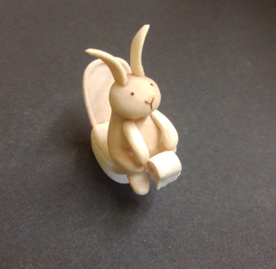 Toilet rabbit - 摆饰 - 木头 咖啡色