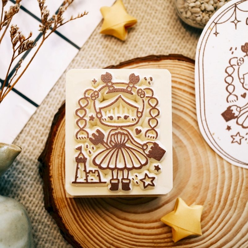 手工橡皮章 - 巨蟹座女孩 星座系列章 4X5cm (可定制文字) - 印章/印台 - 橡胶 橘色