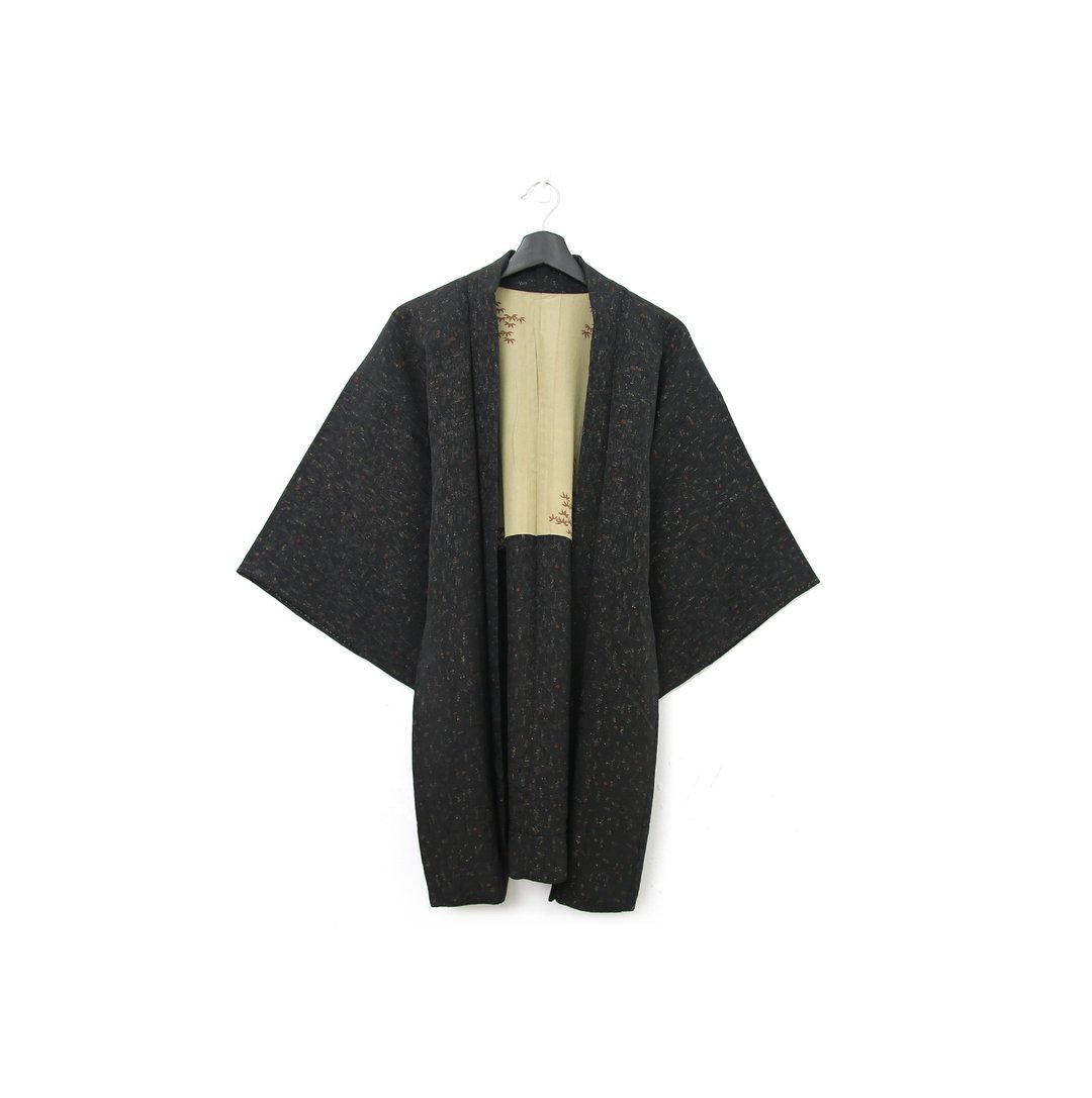 Back to Green-日本带回羽织 金葱刺绣  碎花纹/vintage kimono - 女装休闲/机能外套 - 丝．绢 